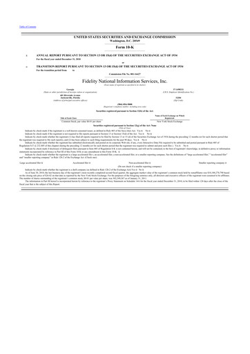 Thumbnail Fidelity National Information Services 10-K Annual Report 2010