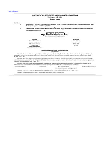 Thumbnail Applied Materials 10-Q Quarterly Report FY2011 