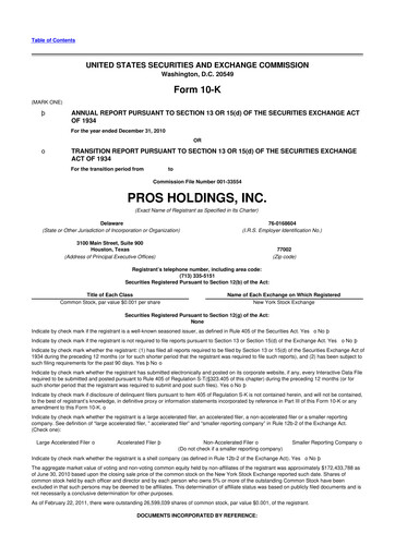 Thumbnail PROS Holdings, Inc.
 10-K Annual Report 