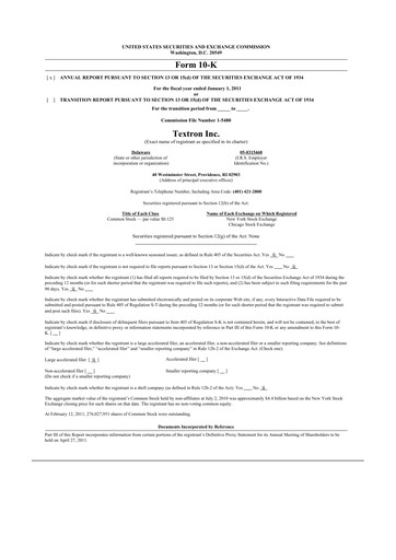 Thumbnail Textron 10-K Annual Report 2010