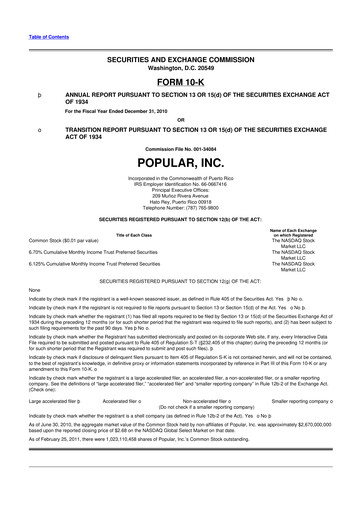 Thumbnail Popular, Inc. (Banco Popular de Puerto Rico) 10-K Annual Report 2010