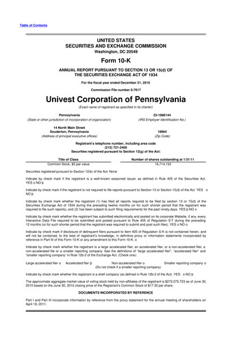 Thumbnail Univest Financial Corporation 10-K Annual Report 