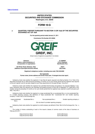 Thumbnail Greif 10-Q Quarterly Report FY2011 