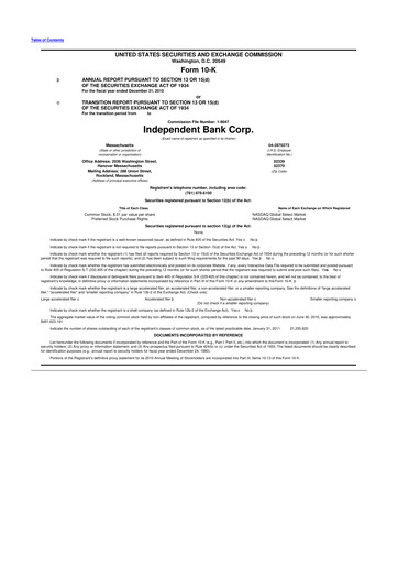 Miniature Independent Bank Corp. 10-K Rapport annuel 