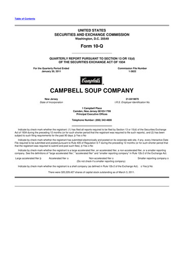 Miniature 
Campbell's 10-Q Rapport trimestriel 2011 