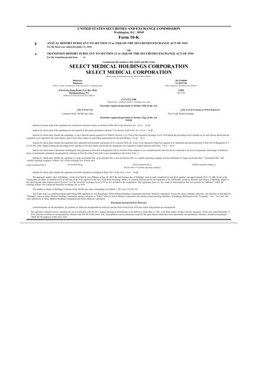 Thumbnail Select Medical Holdings 10-K Annual Report 