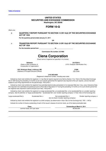 Thumbnail Ciena 10-Q Quarterly Report FY2011 