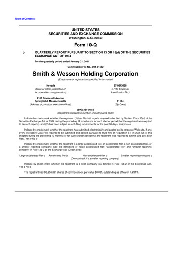 Thumbnail Smith & Wesson 10-Q Quarterly Report FY 