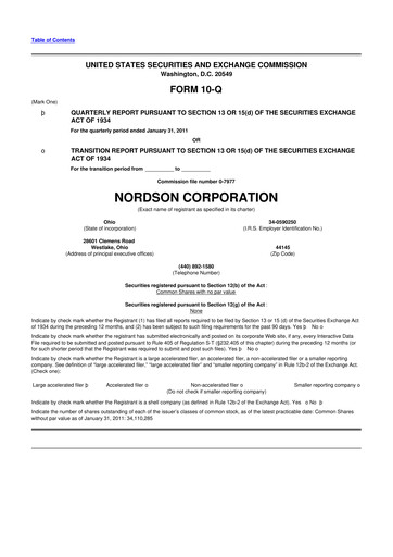 Thumbnail Nordson 10-Q Quarterly Report FY2011 