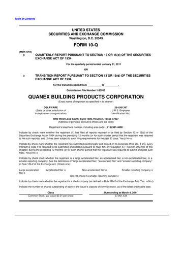 Thumbnail Quanex Building Products 10-Q Quarterly Report FY2011 