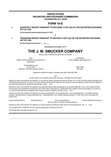 Thumbnail J.M. Smucker Company 10-Q Quarterly Report FY2011 