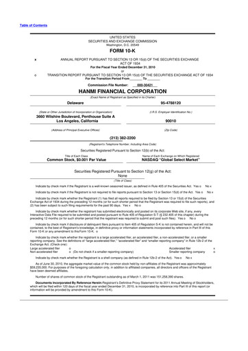 Thumbnail Hanmi Financial 10-K Annual Report 