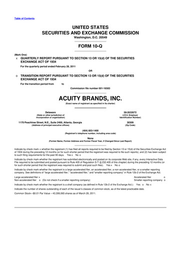 Thumbnail Acuity Brands
 10-Q Quarterly Report FY2011 