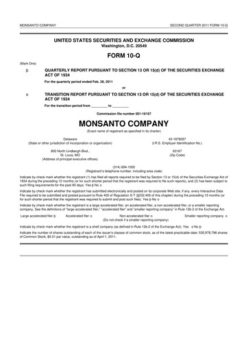 Thumbnail Monsanto 10-Q Quarterly Report FY2011 