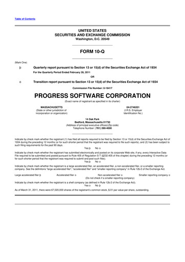Thumbnail Progress Software
 10-Q Quarterly Report FY2011 