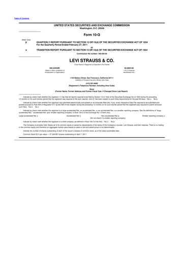 Thumbnail Levi Strauss & Co. 10-Q Quarterly Report FY 