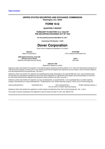 Thumbnail Dover Corporation 10-Q Quarterly Report FY2011 