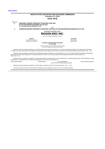 Vorschaubild Biogen 10-Q Quartalsbericht 2011 