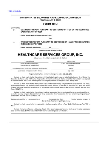 Thumbnail Healthcare Services Group 10-Q Quarterly Report FY2011 