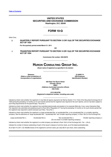 Thumbnail Huron Consulting 10-Q Quarterly Report FY2011 