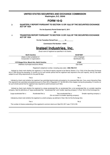 Thumbnail Insteel Industries 10-Q Quarterly Report FY 