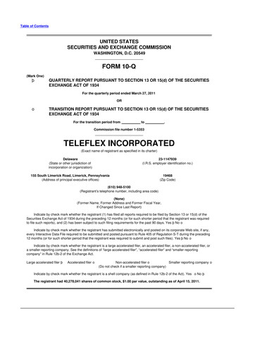 Thumbnail Teleflex 10-Q Quarterly Report FY2011 