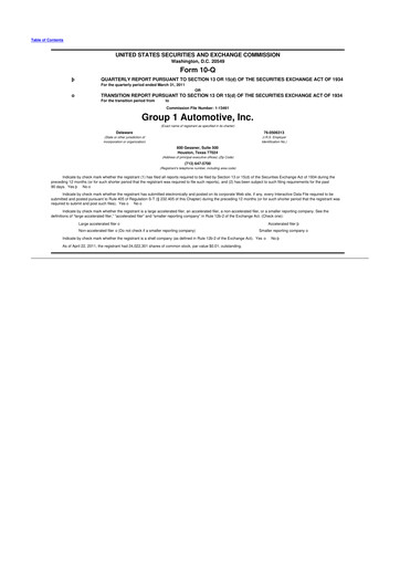 Thumbnail Group 1 Automotive 10-Q Quarterly Report FY 