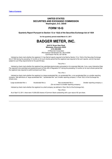 Thumbnail Badger Meter
 10-Q Quarterly Report FY 