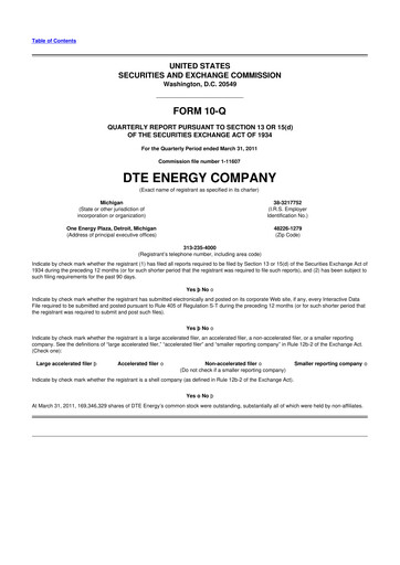 Thumbnail DTE Energy
 10-Q Quarterly Report FY2010 