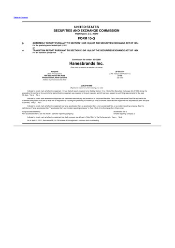 Thumbnail Hanesbrands
 10-Q Quarterly Report FY2011 