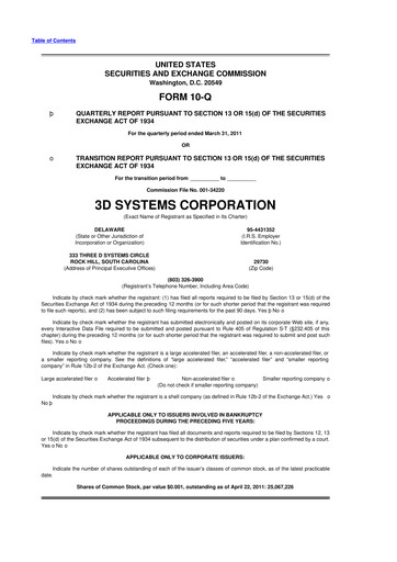 Thumbnail 3D Systems 10-Q Quarterly Report FY 