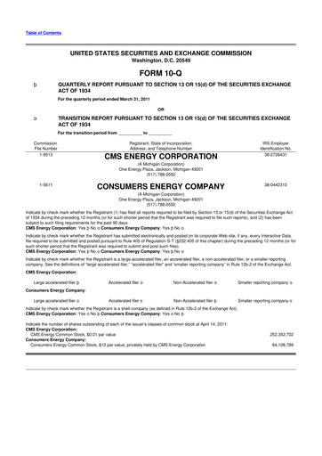 Miniature CMS Energy
 10-Q Rapport trimestriel 2011 