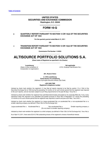 Thumbnail Altisource Portfolio Solutions
 10-Q Quarterly Report FY 