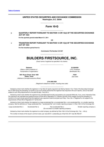 Miniature Builders FirstSource
 10-Q Rapport trimestriel  