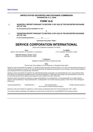 Miniature Service Corporation International
 10-Q Rapport trimestriel 2011 