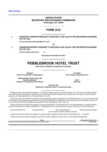 Thumbnail Pebblebrook Hotel Trust 10-Q Quarterly Report FY 
