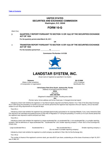Thumbnail Landstar System
 10-Q Quarterly Report FY2011 