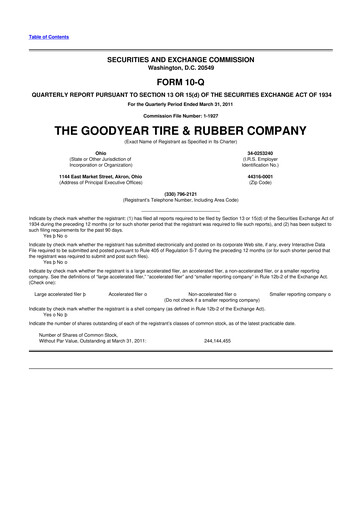 Thumbnail Goodyear 10-Q Quarterly Report FY2011 