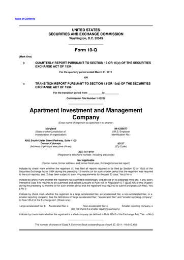 Thumbnail Aimco 10-Q Quarterly Report FY2011 