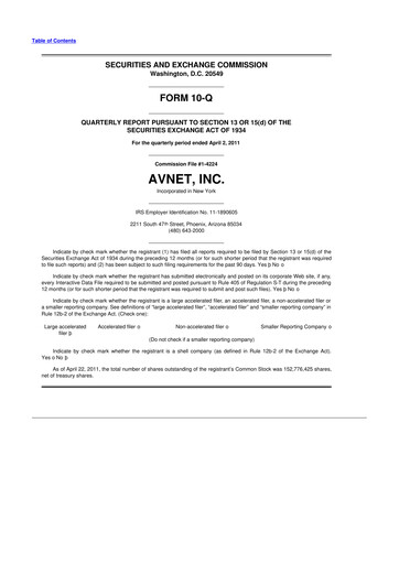 Thumbnail Avnet 10-Q Quarterly Report FY2011 