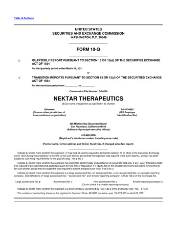 Thumbnail Nektar Therapeutics
 10-Q Quarterly Report FY2011 