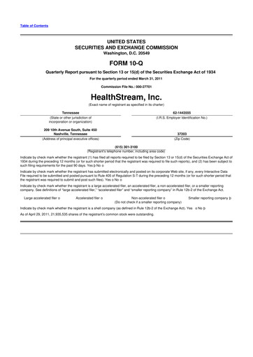 Thumbnail HealthStream 10-Q Quarterly Report FY 