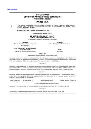 Thumbnail MarineMax 10-Q Quarterly Report FY 