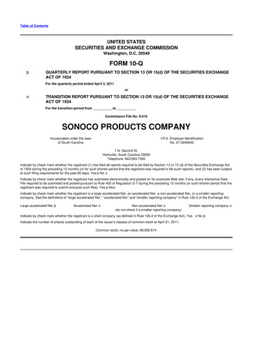 Thumbnail Sonoco 10-Q Quarterly Report FY2011 