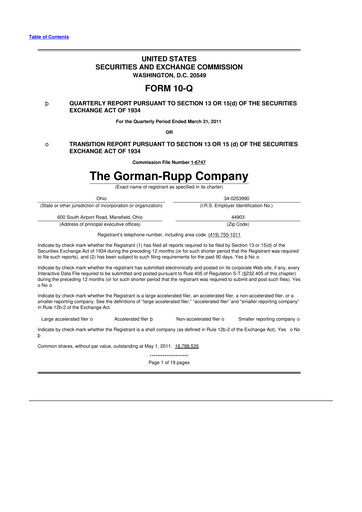 Vorschaubild Gorman-Rupp 10-Q Quartalsbericht  
