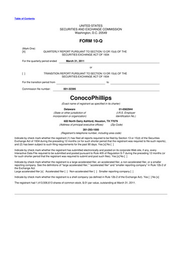 Thumbnail ConocoPhillips 10-Q Quarterly Report FY2011 