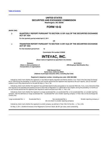 Thumbnail Intevac
 10-Q Quarterly Report FY 