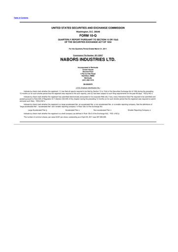 Miniature Nabors Industries
 10-Q Rapport trimestriel 2011 
