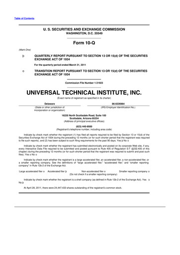 Thumbnail Universal Technical Institute 10-Q Quarterly Report FY 