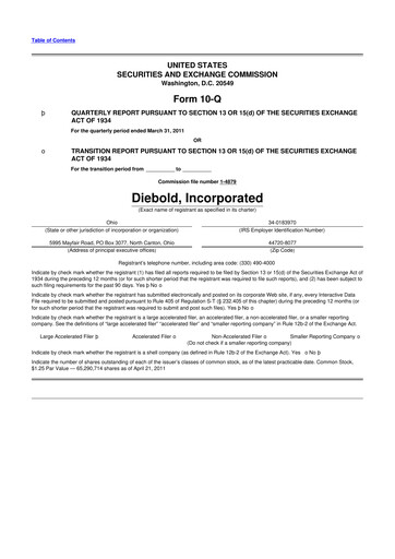 Thumbnail Diebold Nixdorf
 10-Q Quarterly Report FY2011 